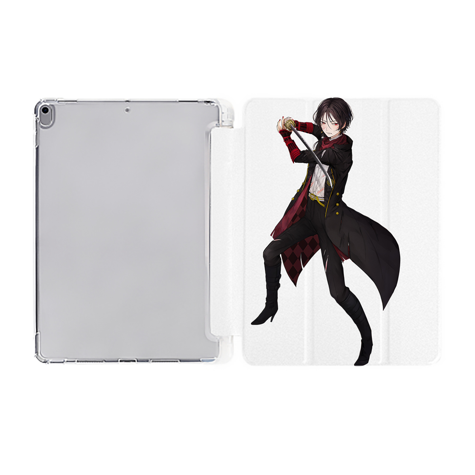 （画像用） 刀剣乱舞 Touken Ranbu IPad ケース ペン収納付き 三つ折りスタンド PUレザー×シリコン 対応機種9.5/10.5/10.9インチ